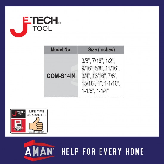 JETECH CRV Combination Wrench Set 3/8"-1-1/4"