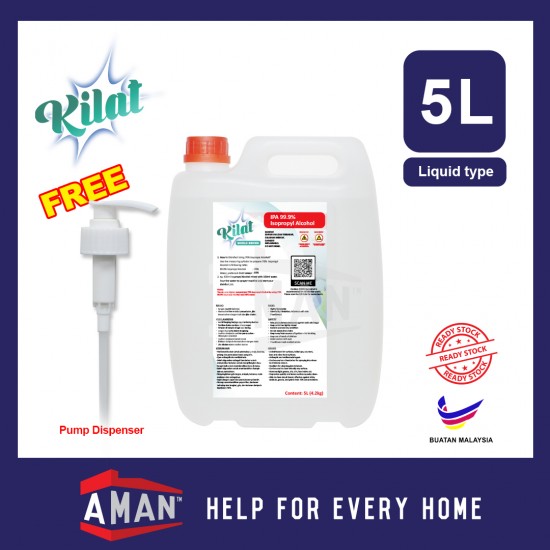 KILAT IPA / Isopropyl Alcohol 99.9% Purity / Pure Alcohol 5 Liters