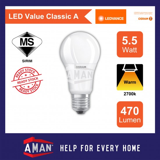 OSRAM 5.5W/8.5W/10W/11W/13W E27 LED VALUE CLASSIC A BULB 10Pcs