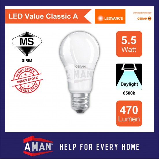 OSRAM 5.5W/8.5W/10W/11W/13W E27 LED VALUE CLASSIC A BULB 10Pcs