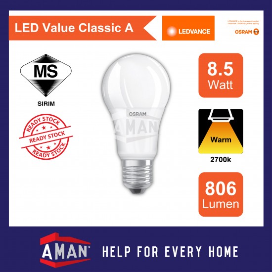 OSRAM 5.5W/8.5W/10W/11W/13W E27 LED VALUE CLASSIC A BULB 10Pcs
