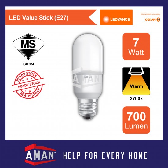 OSRAM 7W/10W/12W E27 LED VALUE STICK BULB 10Pcs