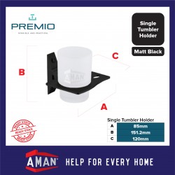 PREMIO Aluminium Single Tumbler Holder - Black