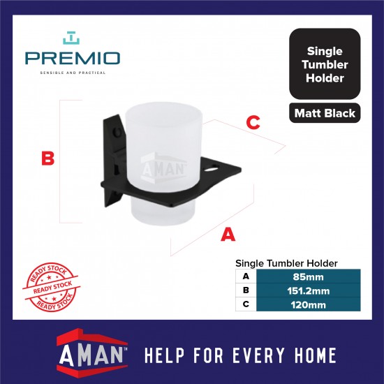 PREMIO Aluminium Single Tumbler Holder - Black