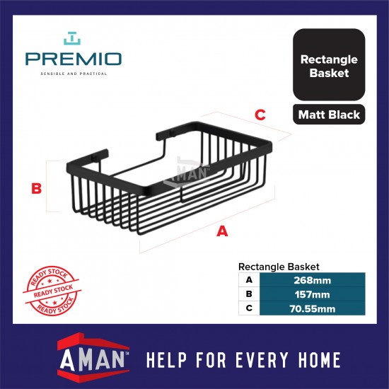 PREMIO Aluminium Rectangle Basket - Black