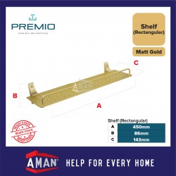 PREMIO Aluminium Rectangular Shelf - Gold