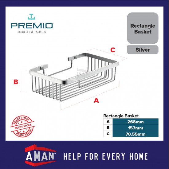 PREMIO Aluminium Rectangle Basket - Silver