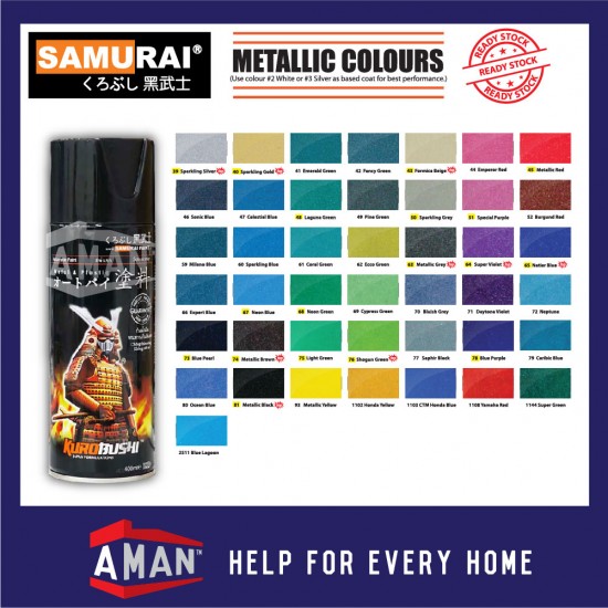 Samurai Spray Paint Metallic Colour 400ml No: 39 to 64