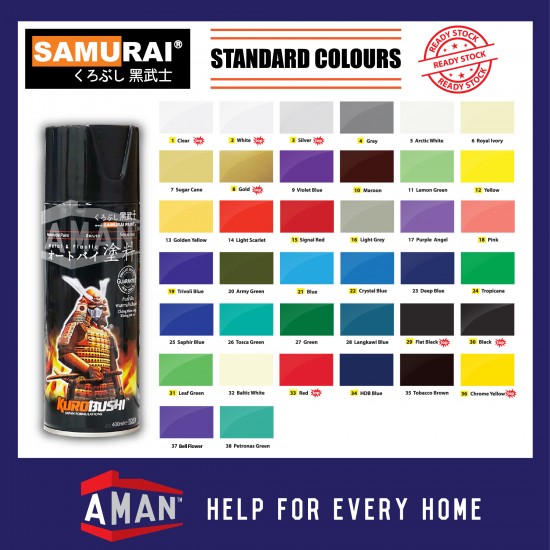 Samurai Spray Paint Standard Colour 400ml No: 1 to 20
