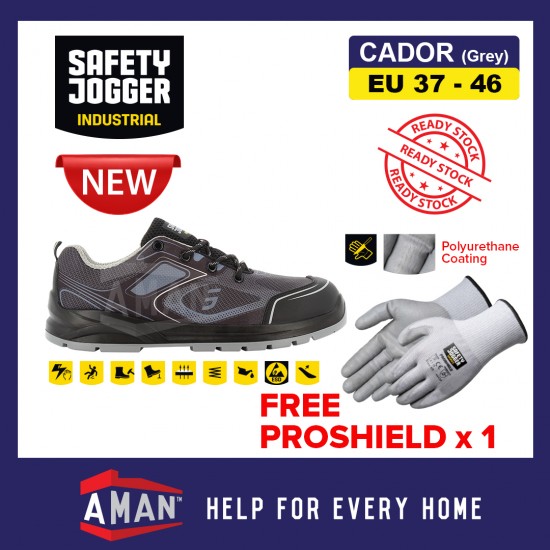 Safety Jogger Cador ESD S1P Sporty Safety Shoes Steel Toecap Midsole Green Blue Grey