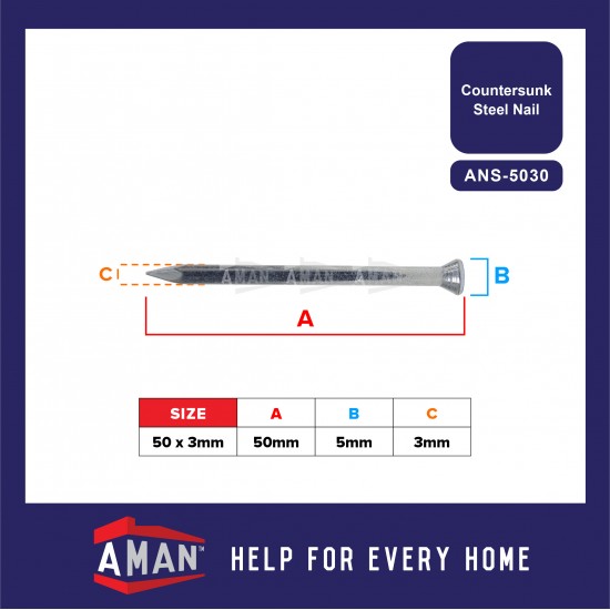 AMAN Concreate Nail Wall Nail Paku Simen Paku Cement Paku Dinding Paku Batu 15mm 20mm 25mm 30mm 40mm 50mm