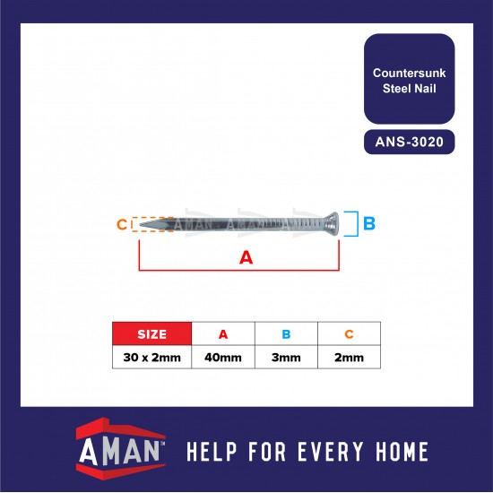 AMAN Concreate Nail Wall Nail Paku Simen Paku Cement Paku Dinding Paku Batu 15mm 20mm 25mm 30mm 40mm 50mm