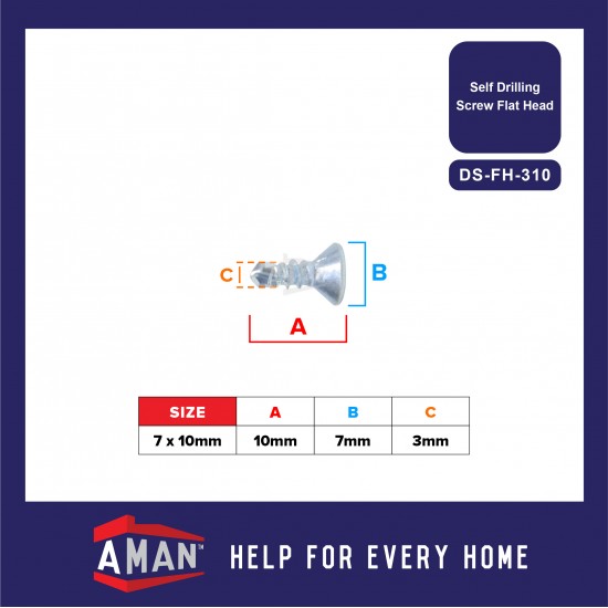 AMAN MK Self Drilling Screw Flat Head Pan Head Sheet Metal Aluminium Awning Drill Screw Skru Tebuk Bumbung Besi