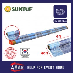 SUNTUF Blue White Canvas Roll Tarpaulin 6ft x 40ft(12M) / Kanvas Biru Putih