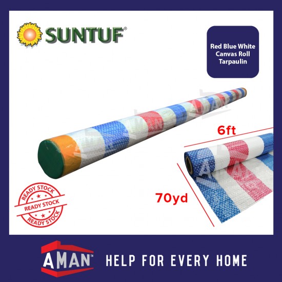 SUNTUF Blue White Red Canvas Roll Tarpaulin 6ft x 70 Yard (64M) Canvas Canopy / Kanvas Biru Putih Merah