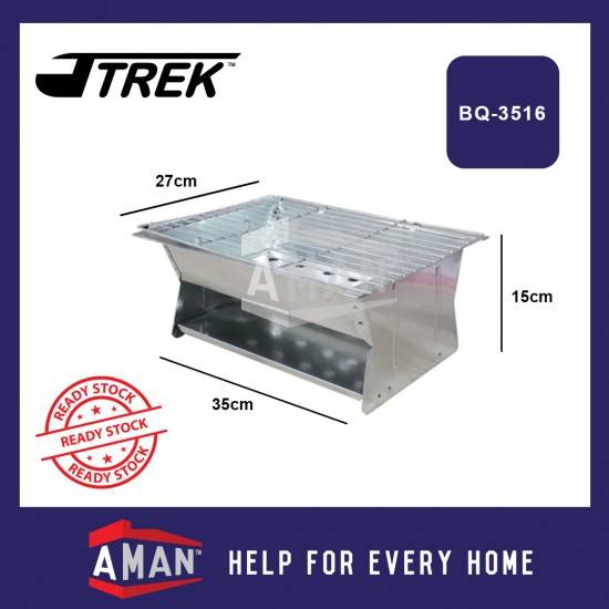 TREK Barbecue BBQ Grill Portable Outdoor Charcoal Burner Medium 35cm Width