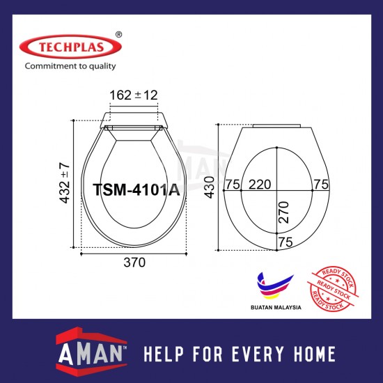 TECHPLAS Toilet Seat Cover Medium Duty ORIGINAL