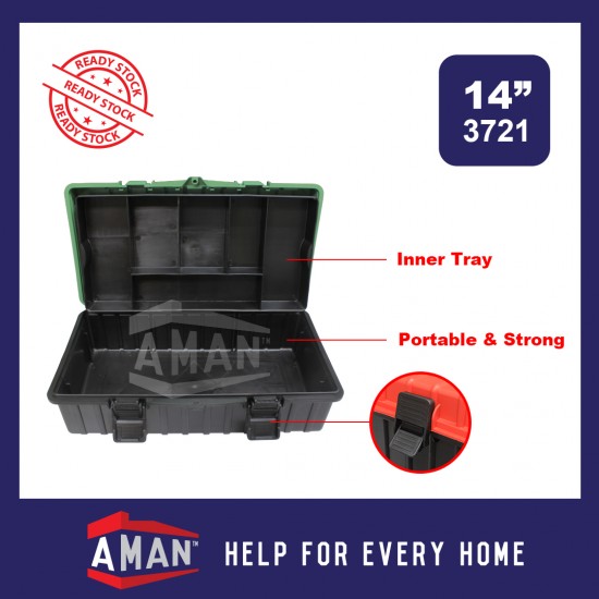 AMAN Heavy Duty PVC Tool Box Inner Tray Organizer Plastic Storage Box Tool Box 14" or 16" Color Randomly Pick