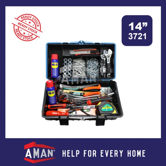AMAN Heavy Duty PVC Tool Box Inner Tray Organizer Plastic Storage Box Tool Box 14" or 16" Color Randomly Pick