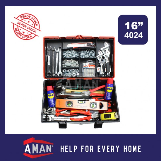 AMAN Heavy Duty PVC Tool Box Inner Tray Organizer Plastic Storage Box Tool Box 14" or 16" Color Randomly Pick