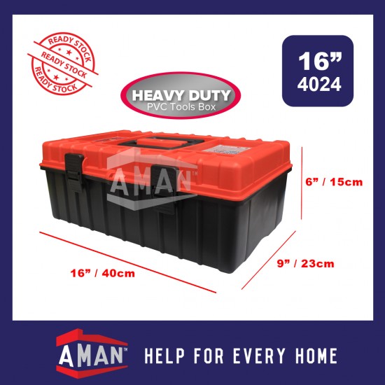 AMAN Heavy Duty PVC Tool Box Inner Tray Organizer Plastic Storage Box Tool Box 14" or 16" Color Randomly Pick