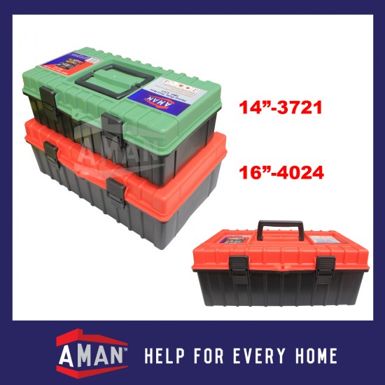 AMAN Heavy Duty PVC Tool Box Inner Tray Organizer Plastic Storage Box Tool Box 14" or 16" Color Randomly Pick