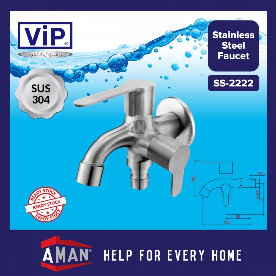 ViP SUS-304 Stainless Steel 2-Way Bibtap With Nozzle - SS-2222