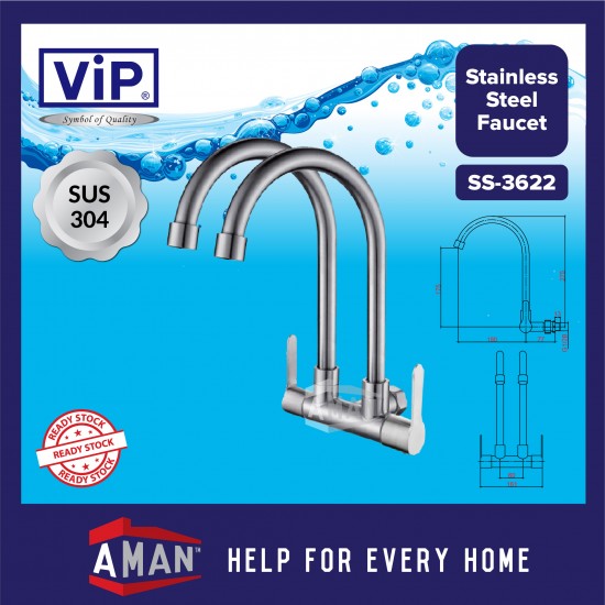 ViP SUS-304 Stainless Steel Double Wall Sink Tap - SS-3622