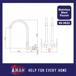 ViP SUS-304 Stainless Steel Double Wall Sink Tap - SS-3622