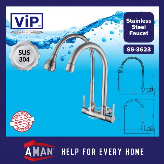 ViP SUS-304 Stainless Steel Flexible Double Wall Sink Tap - SS-3623