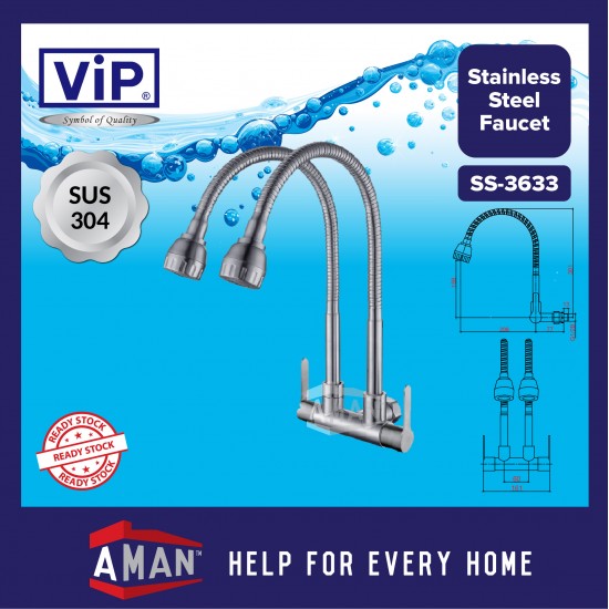 ViP SUS-304 Stainless Steel Flexible Double Wall Sink Tap - SS-3633
