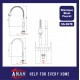 ViP SUS-304 Stainless Steel Fixed & Flexible Double Pillar Sink Tap - SS-3678