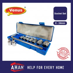 Venus 10Pcs 8-24MM CRV CHROME VANADIUM BOX SOCKET SET + 10" L HANDLE SET TOOL SET spanar set spanner set