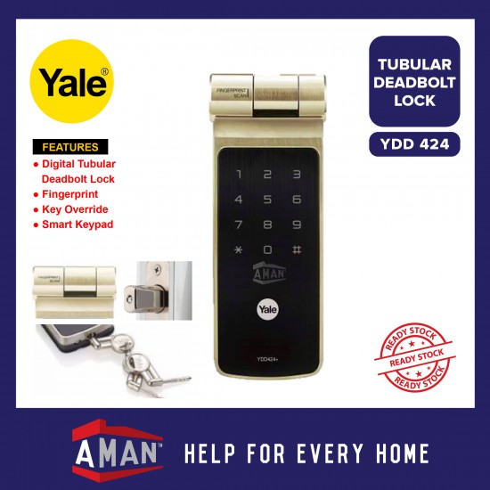 YALE Intelligent Biometric Tubular Deadbolt Fingerprint Smart Digital Door Lock YDD-424+