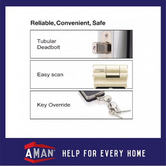 YALE Intelligent Biometric Tubular Deadbolt Fingerprint Smart Digital Door Lock YDD-424+