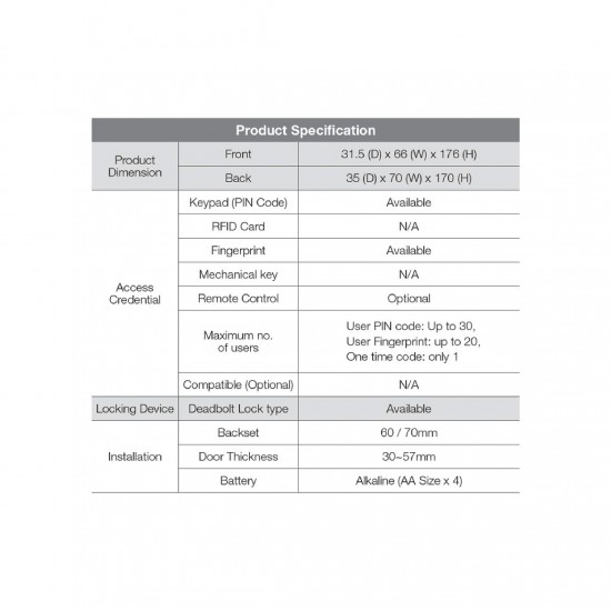 YALE Intelligent Biometric Tubular Deadbolt Smart Digital Fingerprint Door Lock Without Key YDF-40