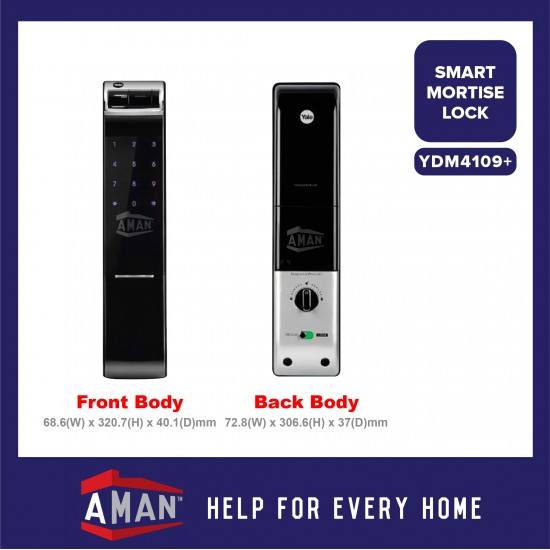 YALE Intelligent Biometric Fingerprint Smart Digital Door Lock Without Handle YDM-4109RL+