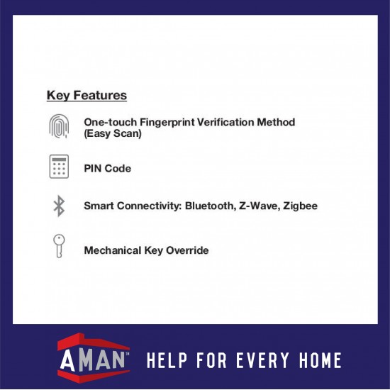YALE Intelligent Biometric Fingerprint Smart Digital Door Lock Without Handle YDM-4109RL+