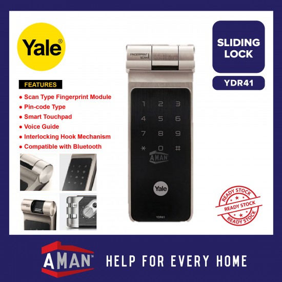 YALE Intelligent Biometric Fingerprint Digital Rim Lock Jimmy Proof Sliding Door Compatible Door Lock YDR-41