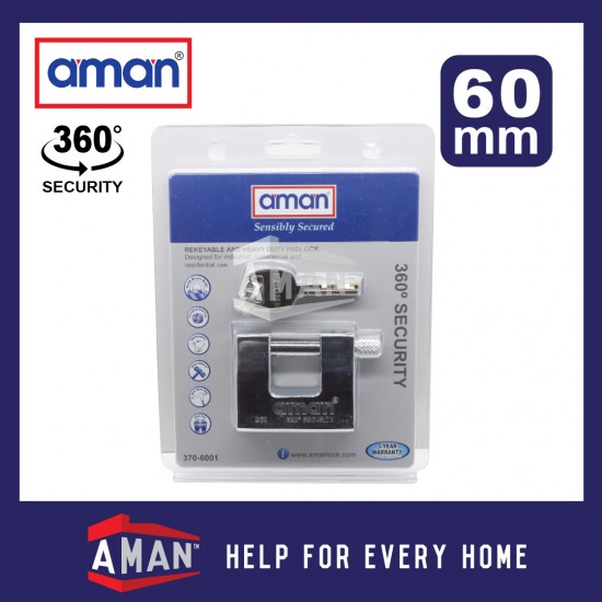 aman 370 Security Hardened Shackle Chrome Anti Cut Padlock 50mm / 60mm